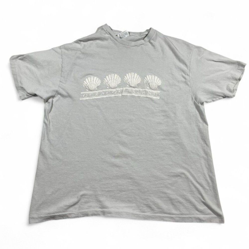 Vintage 1984 Ocracoke Island Shells Graphic T Shirt USA Gray Men’s M